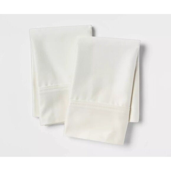 Threshold Standard Size Sateen Cotton Sour Cream Color 2 Pillowcase Set NWOT - Picture 1 of 6